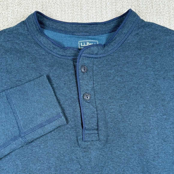 L.L. Bean Other - LL Bean Mens Large Blue River Driver Wool Blend Two Layer Henley Sweater